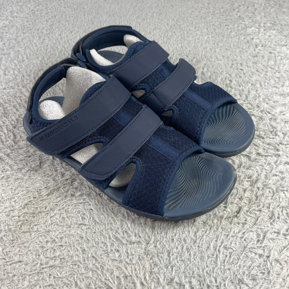 HF BareSandals Navy Blue Mesh Triple Strap Athletic Outdoor Sandals Mens 11